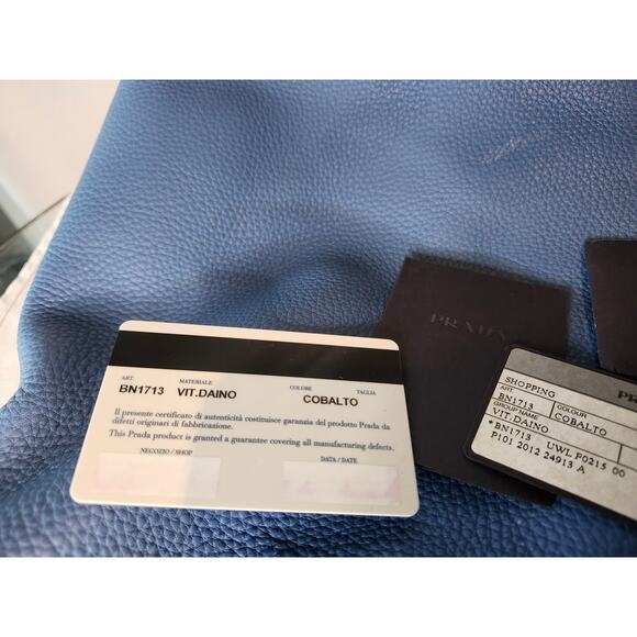 Prada Vitello Daino Shopping Tote Crossbody Bag Cobalto Blue BN1713 Made Italy - Picture 14 of 16